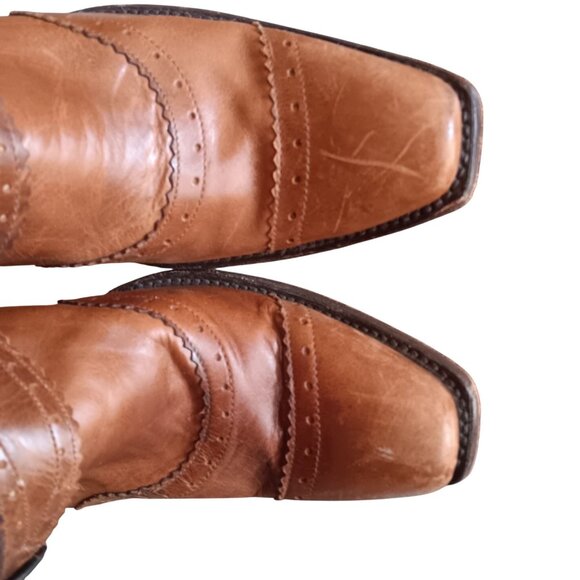 Womens Mexican Cowgirl Boots 9M Western Corral Buckle Stacked Heel Cowboy Mexico - Picture 6 of 14